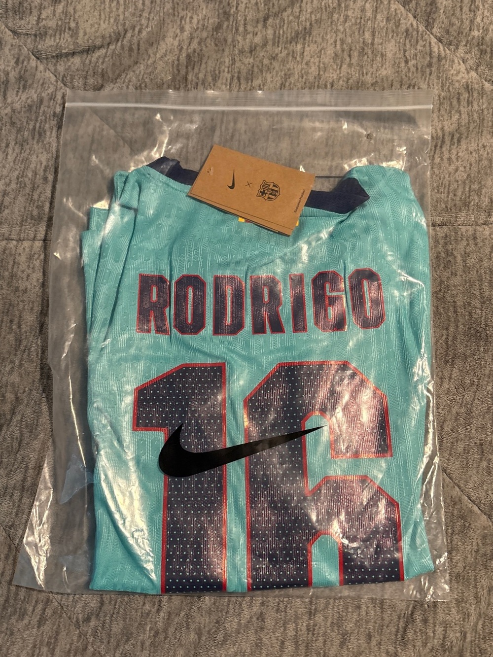 Nike Men’s Teal Rodrigo #16 Soccer Jersey with Navy & Red Accents